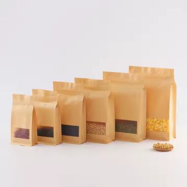 Custom Brown Kraft Paper Pouch with Transparent Window for Food
