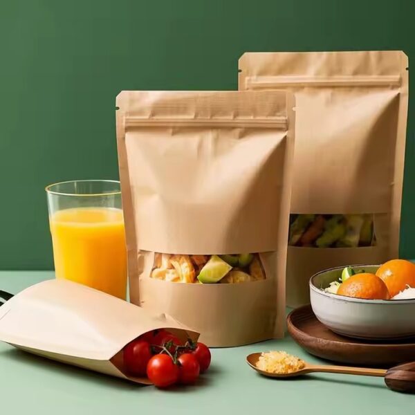 Resealable Kraft Paper Pouch for Food Packaging (2) Best-selling kraft paper food storage pouch with resealable zip