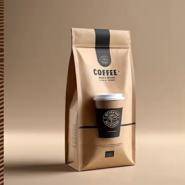 Resealable Zipper Kraft Paper Pouch for Coffee Packaging (1) Custom Food Grade Kraft Coffee Paper Pouch with Zipper