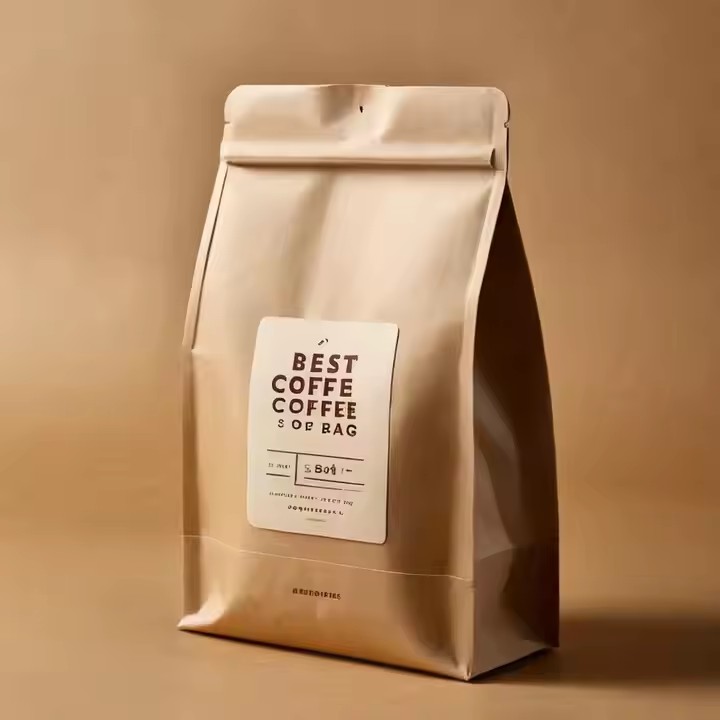 Resealable Zipper Kraft Paper Pouch for Coffee Packaging (2) Custom Food Grade Kraft Coffee Paper Pouch with Zipper