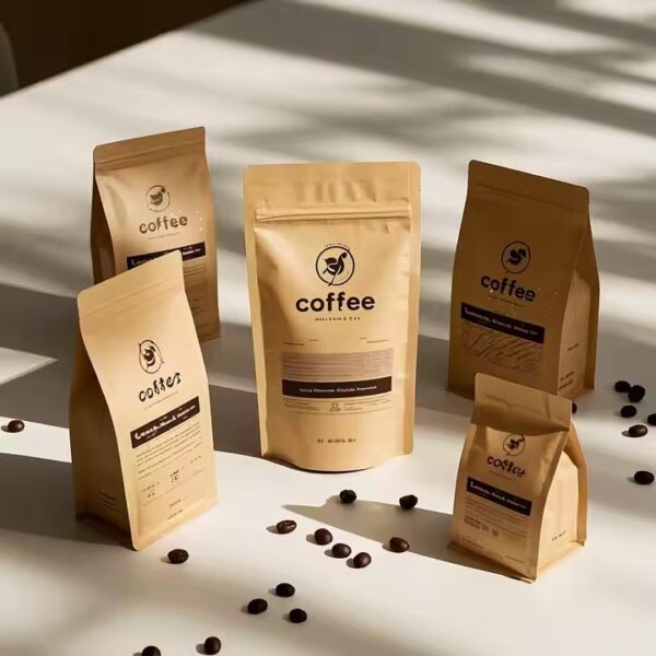Custom Food Grade Kraft Coffee Paper Pouch with Zipper