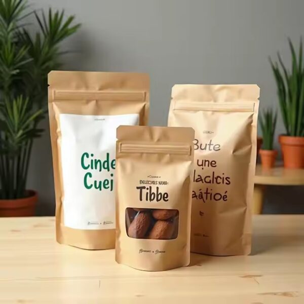 Sustainable Custom Kraft Paper Pouch for Food Products (3) Custom Eco-Friendly Food Grade Paper Pouch Packaging