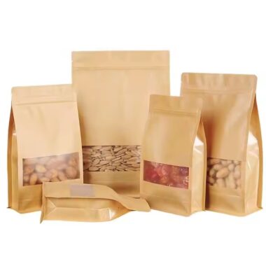 Resealable Food Grade Kraft Paper Pouch with Clear Window