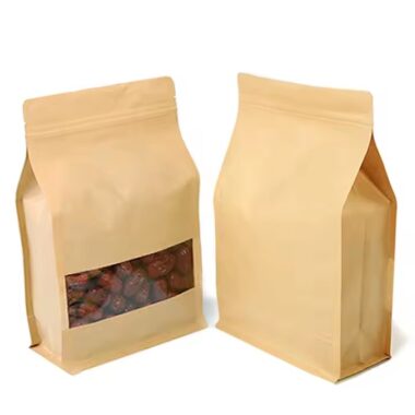 Resealable Food Grade Kraft Paper Pouch with Clear Window