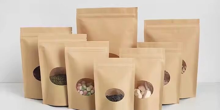 Resealable Food Grade Kraft Paper Pouch with Clear Window