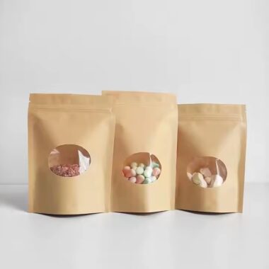 Resealable Food Grade Kraft Paper Pouch with Clear Window