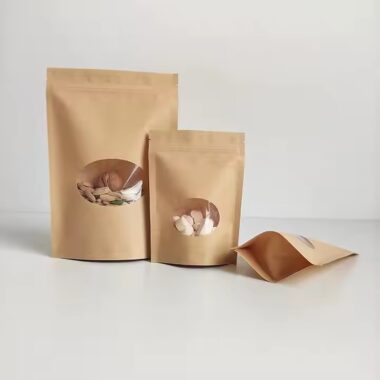 Resealable Food Grade Kraft Paper Pouch with Clear Window