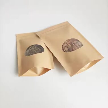 Resealable Food Grade Kraft Paper Pouch with Clear Window