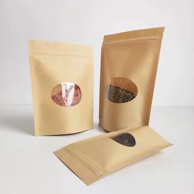 Resealable Food Grade Kraft Paper Pouch with Clear Window
