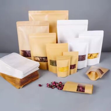 Food Grade Kraft Paper Pouch with Transparent Window for Snacks