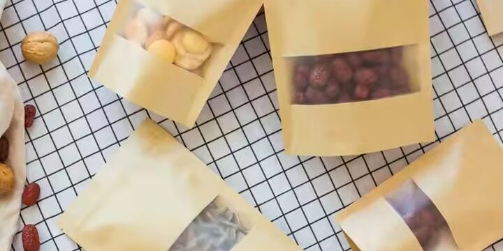 Food Grade Kraft Paper Pouch with Transparent Window for Snacks