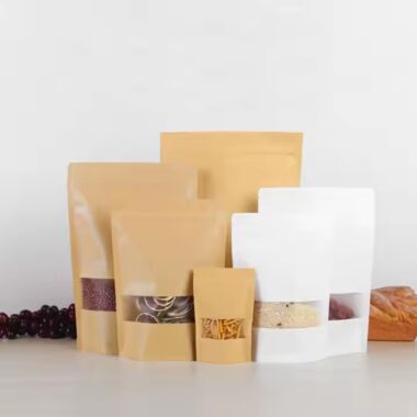 Food Grade Kraft Paper Pouch with Transparent Window for Snacks