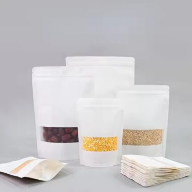 Food Grade Kraft Paper Pouch with Transparent Window for Snacks