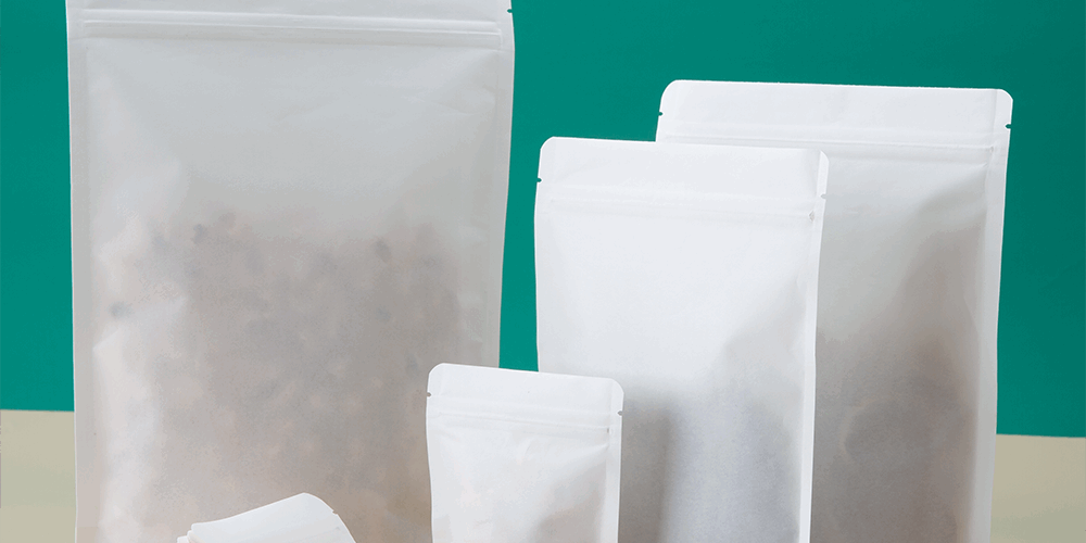 White Doypack Stand-Up Zip Lock Pouch