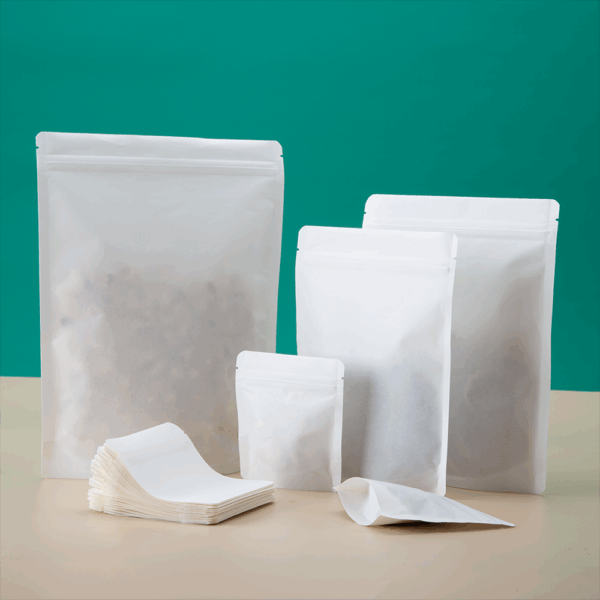 White Paper Pouch Manufacturer & Supplier Custom white paper pouch for snacks and coffee