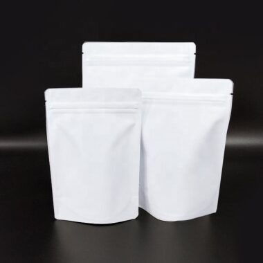 Custom Matte White Stand-Up Pouch with Zip Lock – Mylar Doypack Food Storage Bag