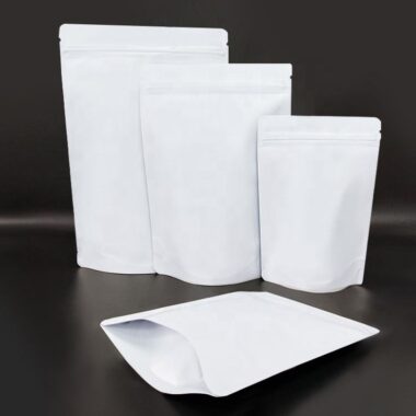 Custom Matte White Stand-Up Pouch with Zip Lock – Mylar Doypack Food Storage Bag