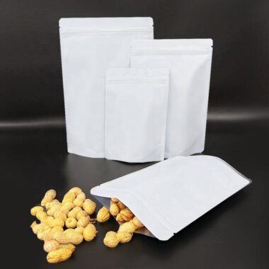 Custom Matte White Stand-Up Pouch with Zip Lock – Mylar Doypack Food Storage Bag