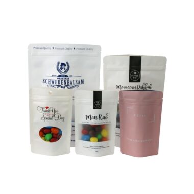 White Kraft Paper Stand-Up Pouch 