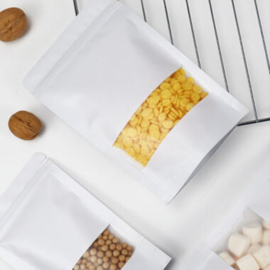 White Kraft Paper Food Packaging Pouch
