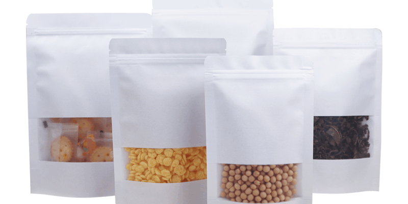 White Kraft Paper Food Packaging Pouch