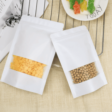 White Kraft Paper Food Packaging Pouch