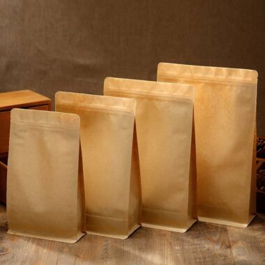 Biodegradable brown kraft food pouch with eco-friendly design