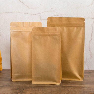 Biodegradable brown kraft food pouch with eco-friendly design