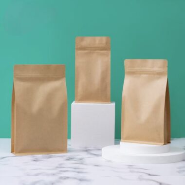 Biodegradable brown kraft food pouch with eco-friendly design