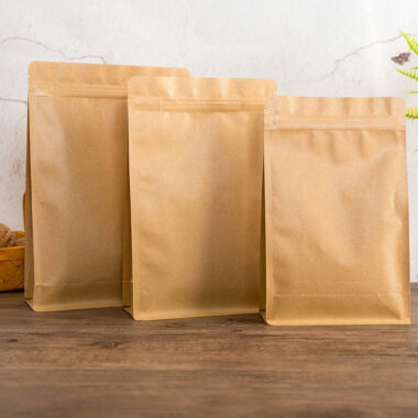 Biodegradable brown kraft food pouch with eco-friendly design