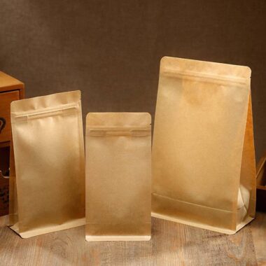 Biodegradable brown kraft food pouch with eco-friendly design