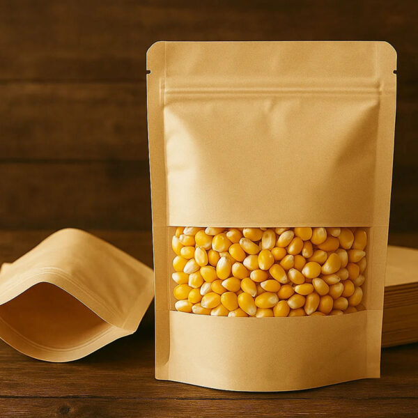 Biodegradable kraft zipper pouch for eco food packaging