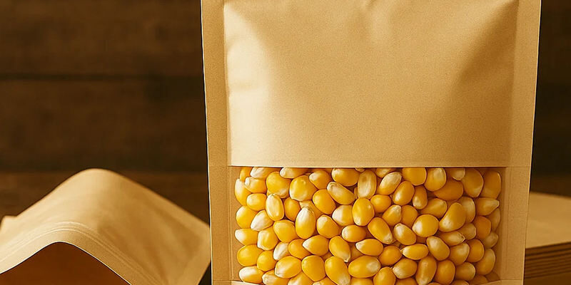 Biodegradable kraft zipper pouch for eco food packaging