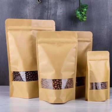 Brown kraft zipper pouch for durable food packaging