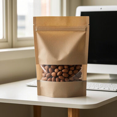 Brown kraft zipper pouch for durable food packaging