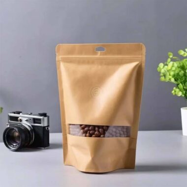 Brown kraft zipper pouch for durable food packaging