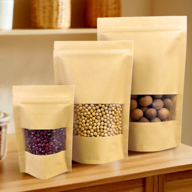 Brown kraft zipper pouch for durable food packaging