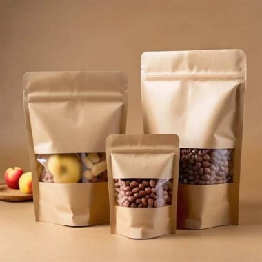 Brown kraft zipper pouch for durable food packaging