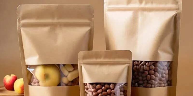 Brown kraft zipper pouch for durable food packaging