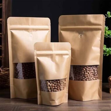 Brown kraft zipper pouch for durable food packaging