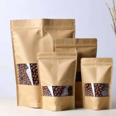 Brown kraft zipper pouch for durable food packaging