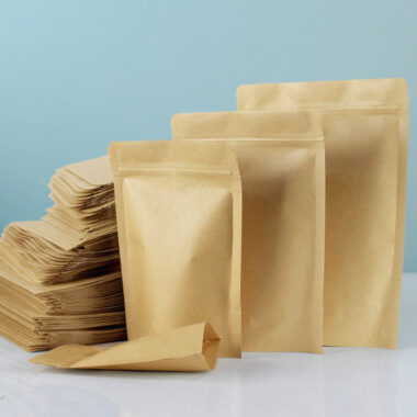 Brown kraft self-sealing food pouch with durable design