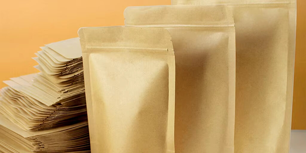 Brown kraft self-sealing food pouch with durable design