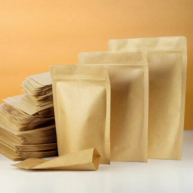 Brown kraft self-sealing food pouch with durable design