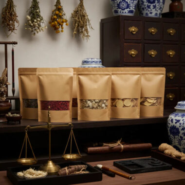 Brown kraft paper pouch with resealable zipper and window