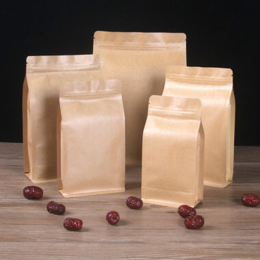 Custom logo food-grade kraft pouch with resealable zipper