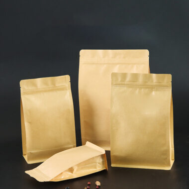 Custom logo food-grade kraft pouch with resealable zipper