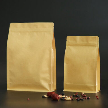 Custom logo food-grade kraft pouch with resealable zipper