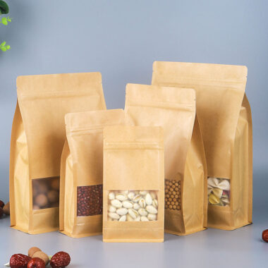 Eco kraft snack pouch with clear transparent window