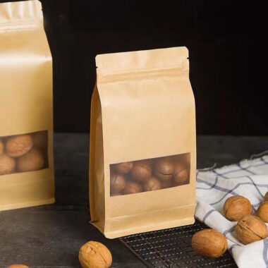 Eco kraft snack pouch with clear transparent window